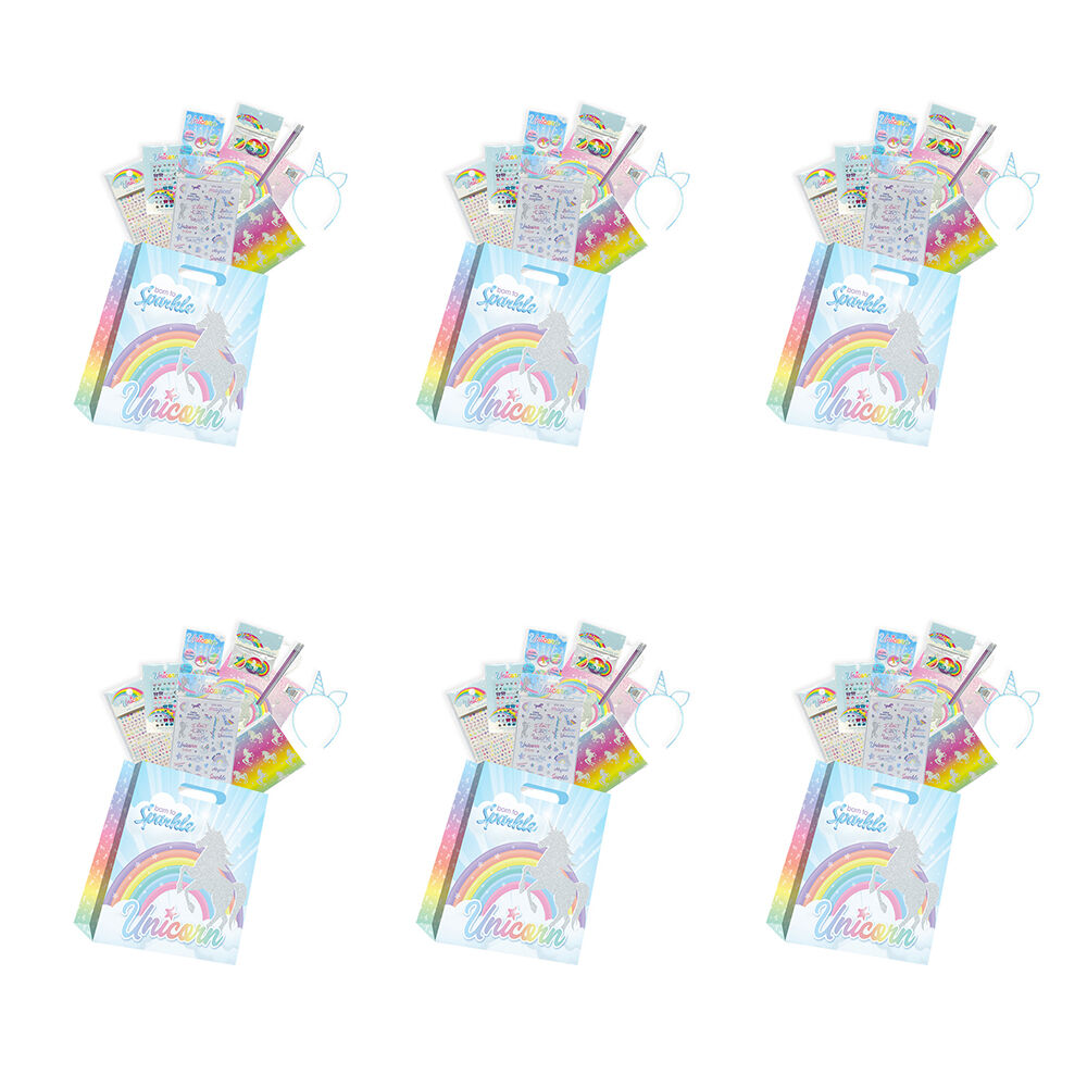 Bensons Unicorn Mini Showbag with Headband Stickers Erasers - 3y+ (6 Pack)