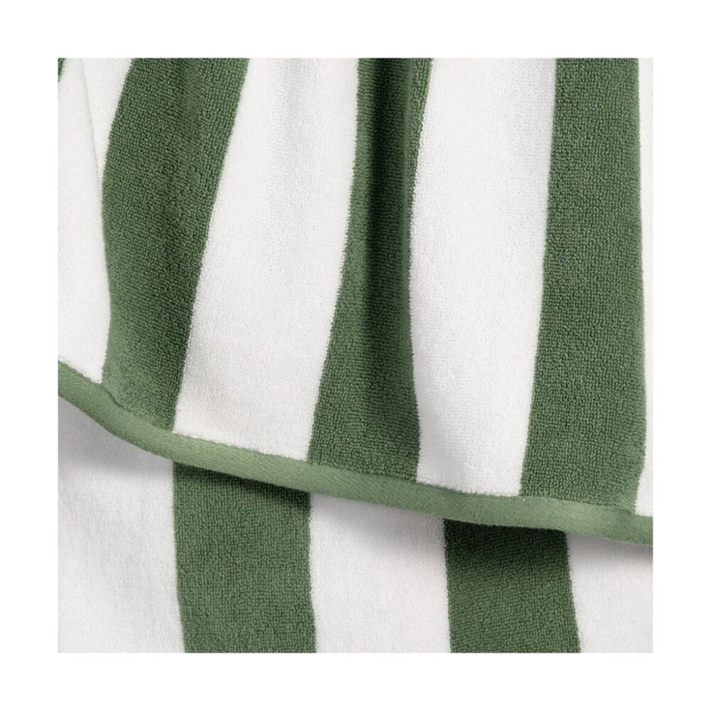 Canningvale 80x160cm Terry Pool/Beach Towel Cabana Stripe Olive Green — image 2