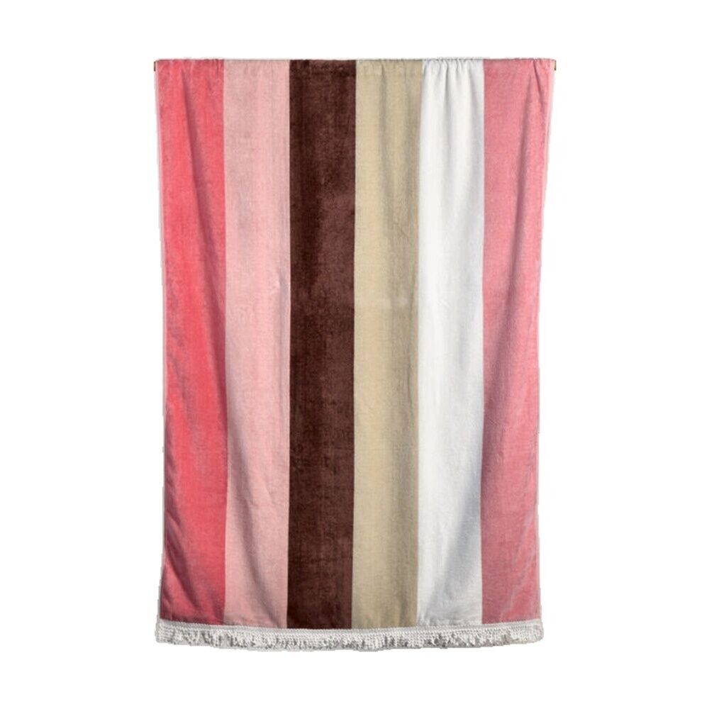 Canningvale Red Stripe 100x180cm Sorrentina Grande Velour Beach Towel Rosa