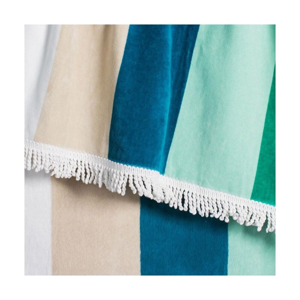 Canningvale Green Stripe 100x180cm Sorrentina Grande Velour Beach Towel Verde — image 2