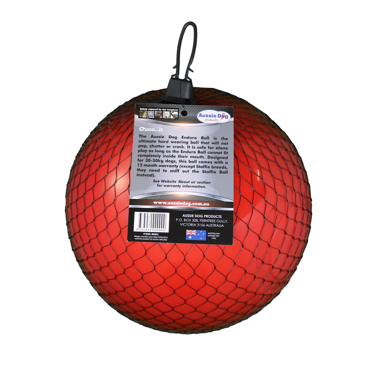 Aussie Dog Products 24cm Enduro Interactive Hard Ball Toy Pet Outdor Red L — image 2