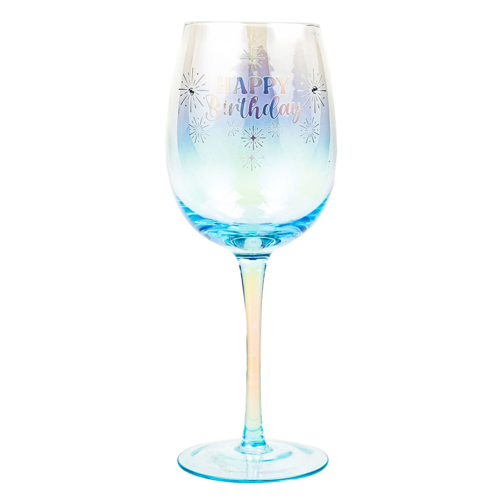 LMD Happy Birthday Holographic 430ml Stemmed Red Wine Glass Round Drinkware (2 Pack) — image 2