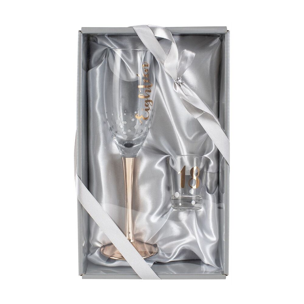 LMD Eighteen Rose Gold Champagne Shot Set Drinking Cups Gift Box Glass Set