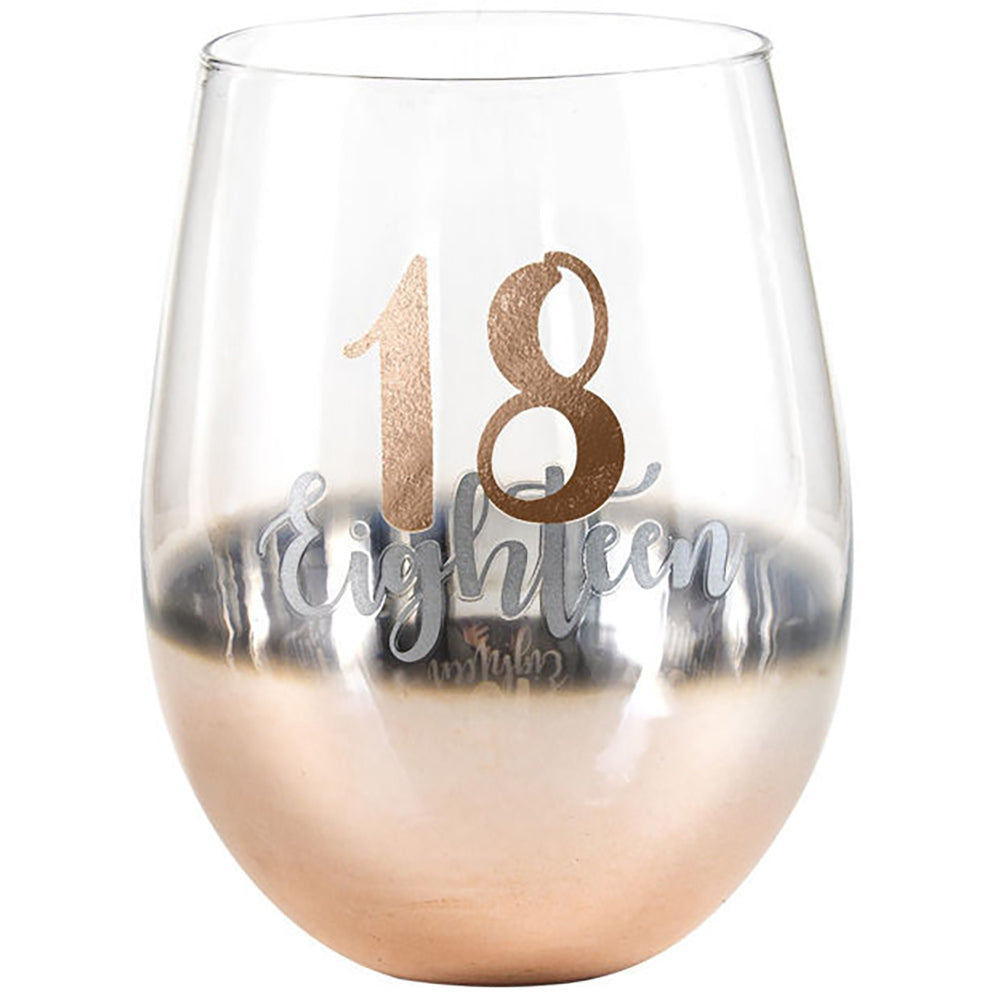 LMD Eighteen 18 Rose Gold Ombre Stemless Alcohol Wine Glass 600ml Drinking Cup (2 Pack) — image 2