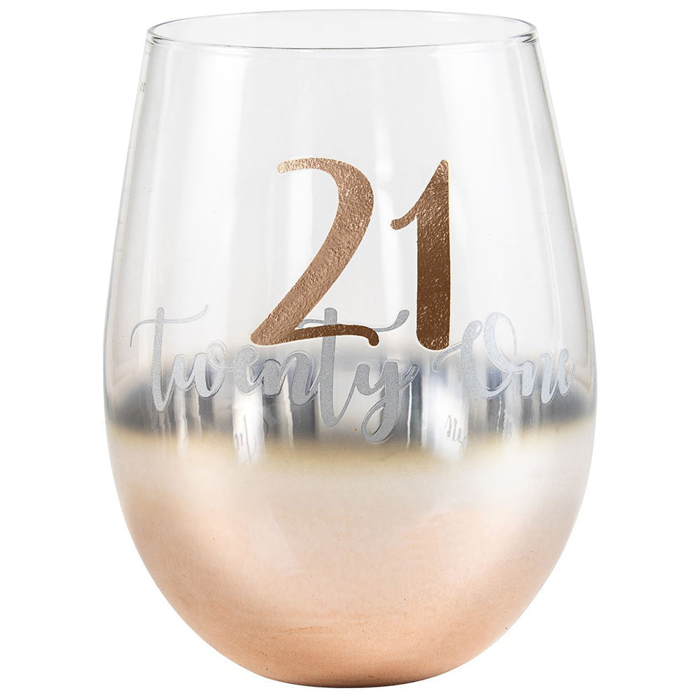 LMD Twenty 21 Rose Gold Ombre Stemless Alcohol Wine Glass 600ml Drinking Cup (2 Pack) — image 2