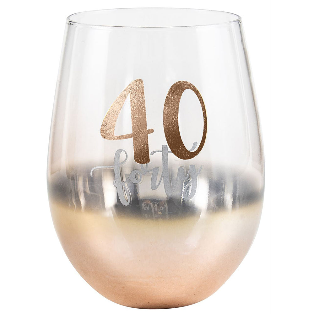 LMD Forty 40 Rose Gold Ombre Stemless Alcohol Wine Glass 600ml Drinking Cup (2 Pack) — image 2