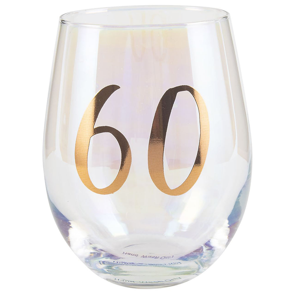 LMD Rainbow 60th Stemless Wine Glass 600ml Birthday Drinking Cup