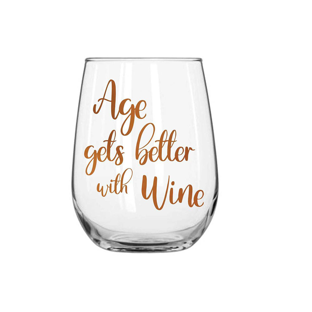 LMD Age Gets Better Stemless Wine/Alcohol Glass Rose Gold 600ml Drinking Tumbler (2 Pack) — image 2