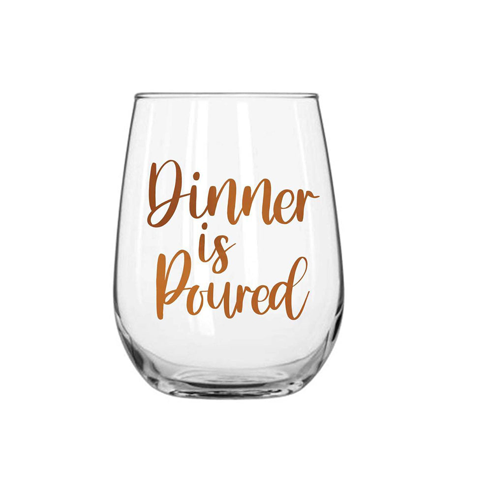 LMD Dinner Is Poured Stemless Wine Glass Rose Gold 600ml Drinking Cup (2 Pack) — image 2