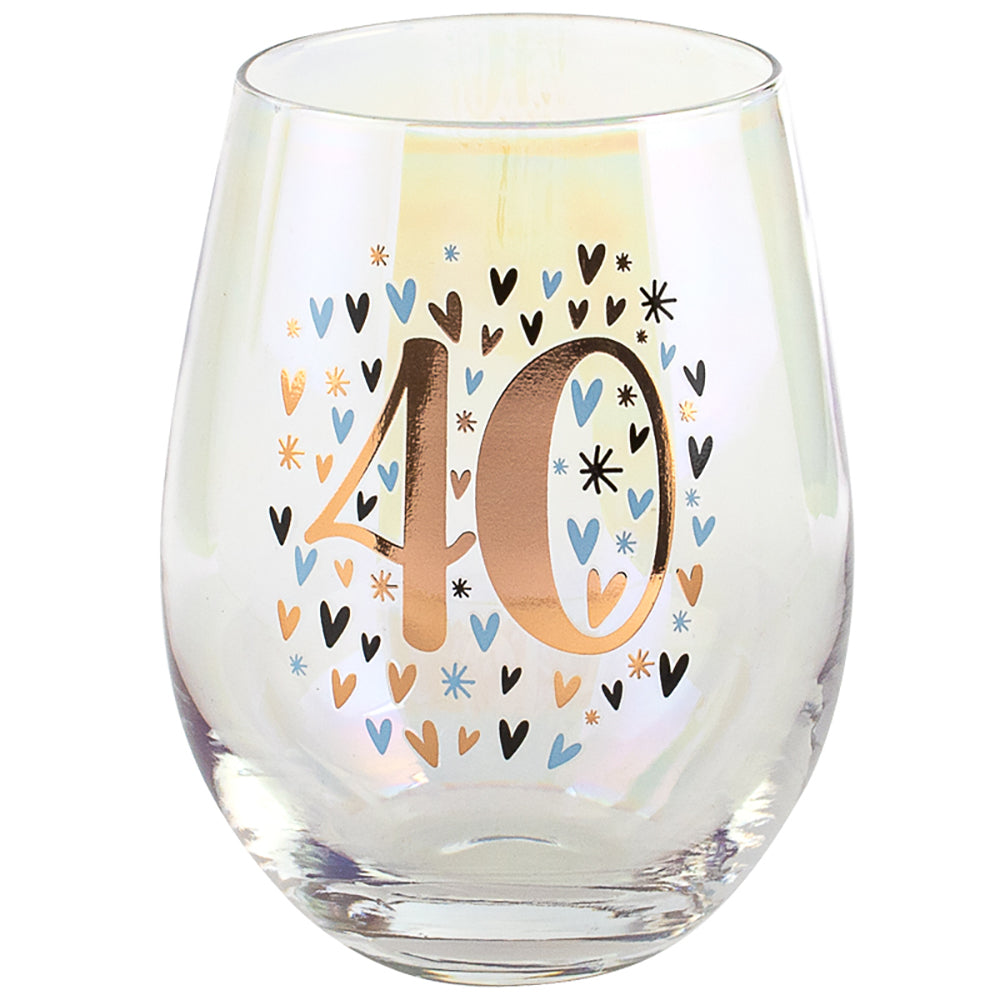 LMD Rainbow 40th Pastel/Gold Stemless Wine/Alcohol Glass 600ml Drinking Tumbler (2 Pack) — image 2