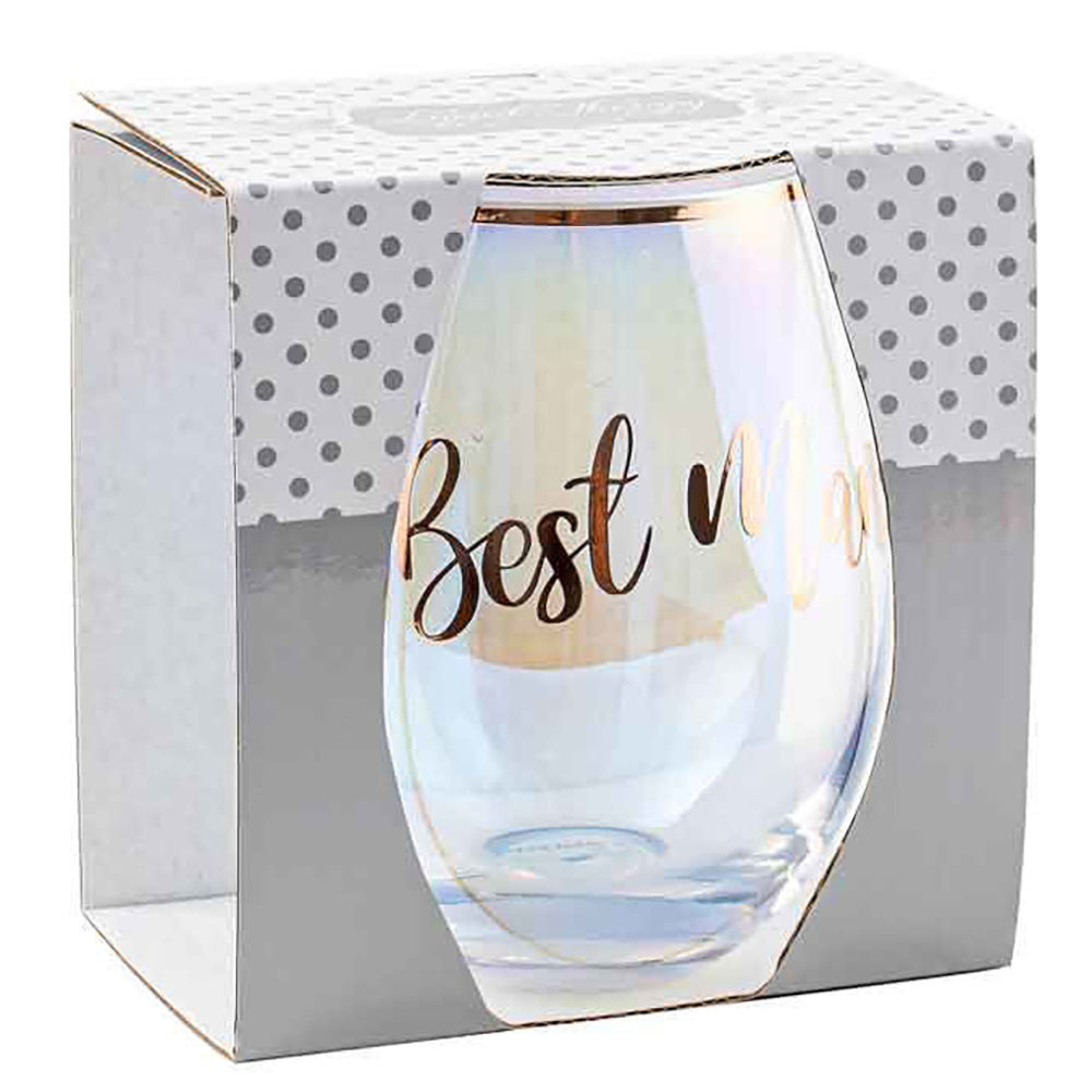 LMD Best Man Stemless Wine Rose Gold 600ml Drinking Cup Novelty Celebration Glass — image 2
