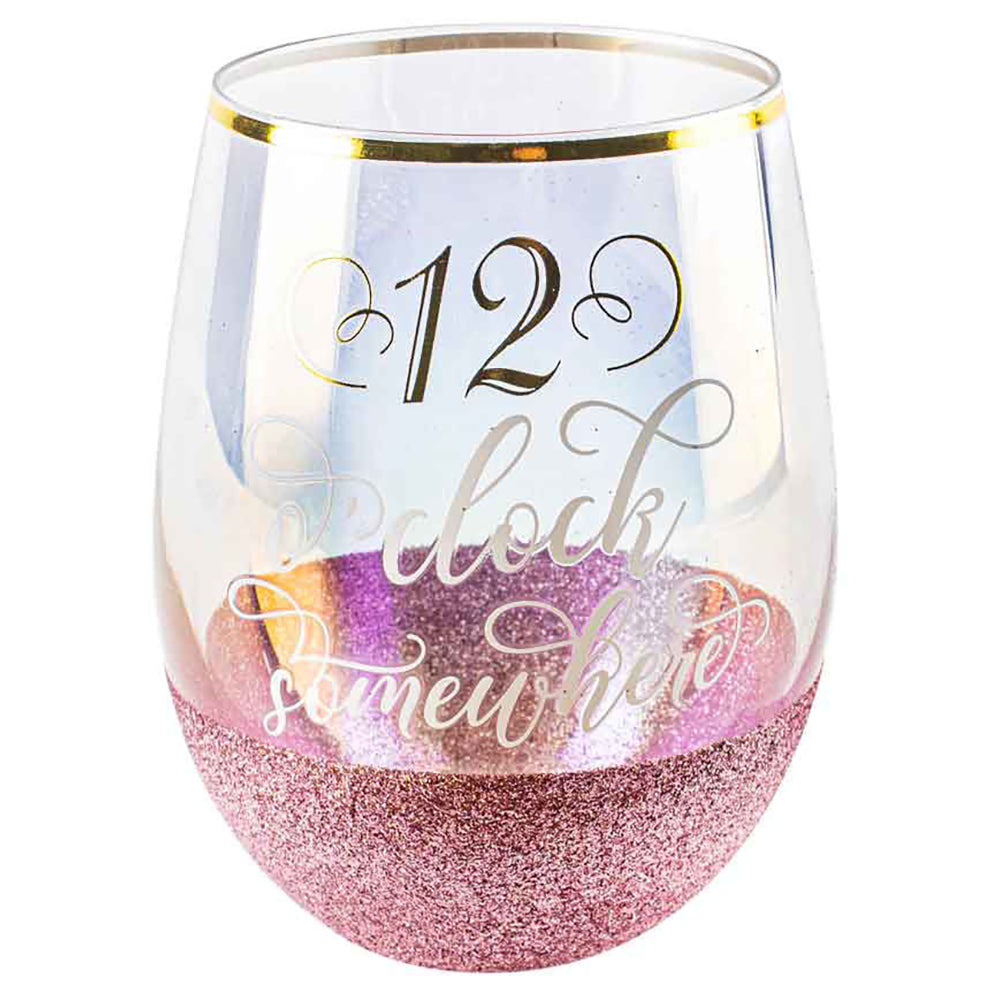 LMD 12 O'clock Glitterati Stemless Wine/Alcohol Glass 600ml Drinking Cup Tumbler