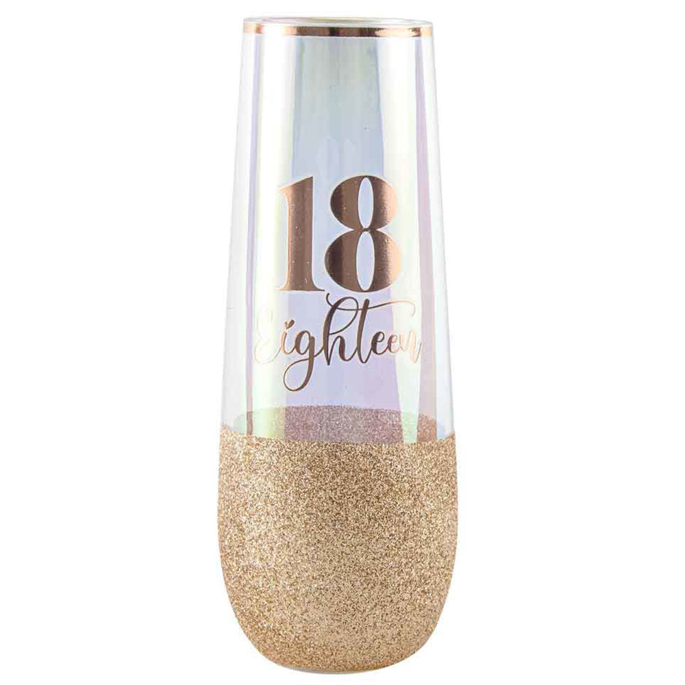 LMD Glitterati 18th Colour Stemless Champagne Flute Drinking Glass 16cm 180ml (2 Pack) — image 2