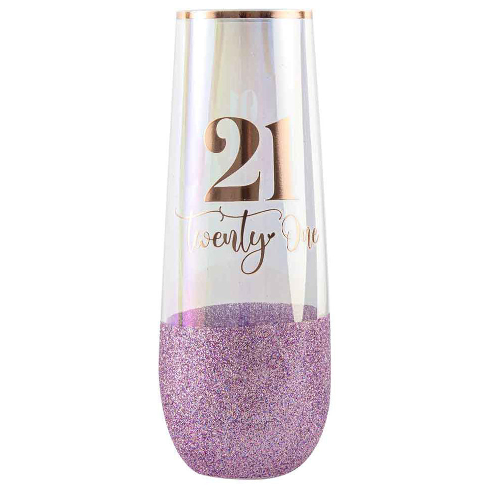 LMD Glitterati 21st Colour Stemless Champagne Flute Glass 16cm Drinking 180ml (2 Pack) — image 2