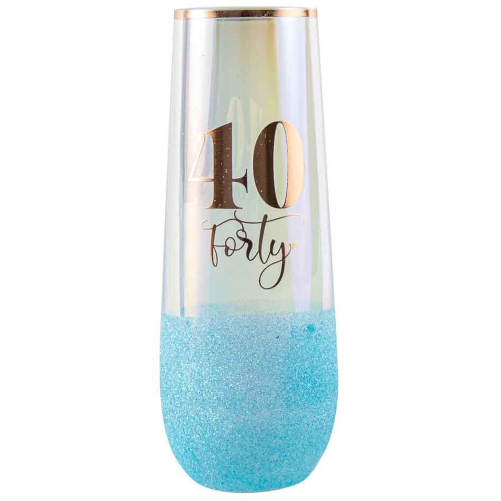 LMD Glitterati 40th Colour Stemless Champagne Flute Glass 16cm Drinking 180ml (2 Pack) — image 2