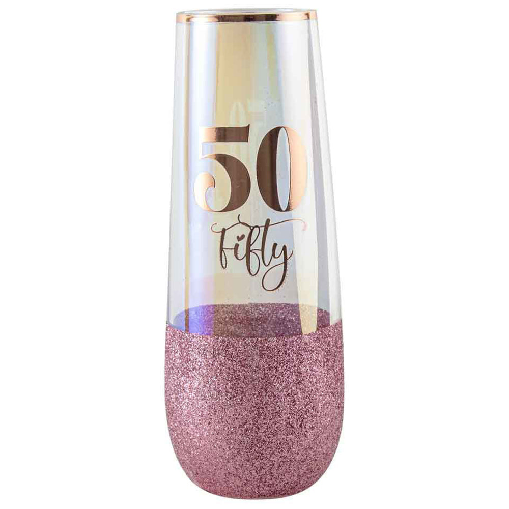 LMD Glitterati 50th Colour Stemless Champagne Flute Drinking Glass 16cm 180ml (2 Pack) — image 2
