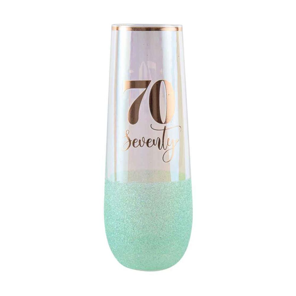 LMD Glitterati 70th Colour Stemless Champagne Flute Glass 16cm Drinking Cup 180ml