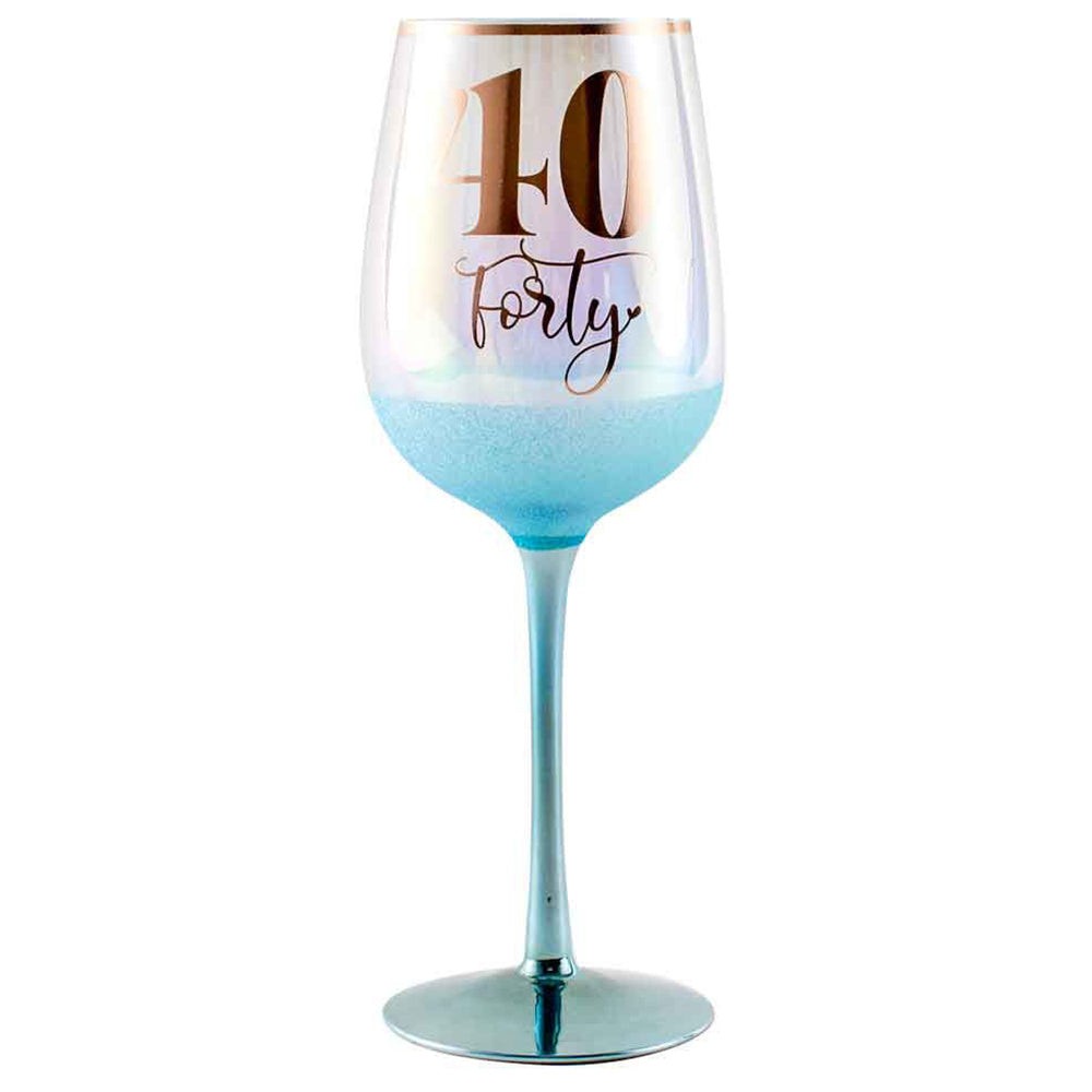 LMD Glitterati 40th Stemmed Birthday/Celebration Drinking Wine Glass Blue 430ml