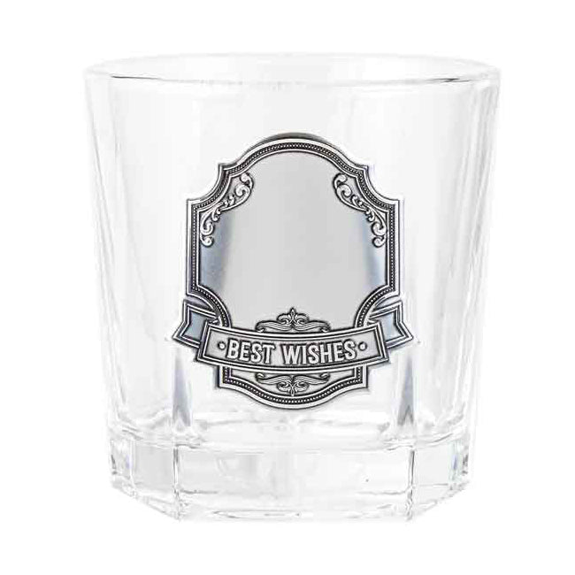 LMD Blank Badge Whisky Drinking Glass Scotch/Bourbon Cup Birthday Gift Clear 260ml