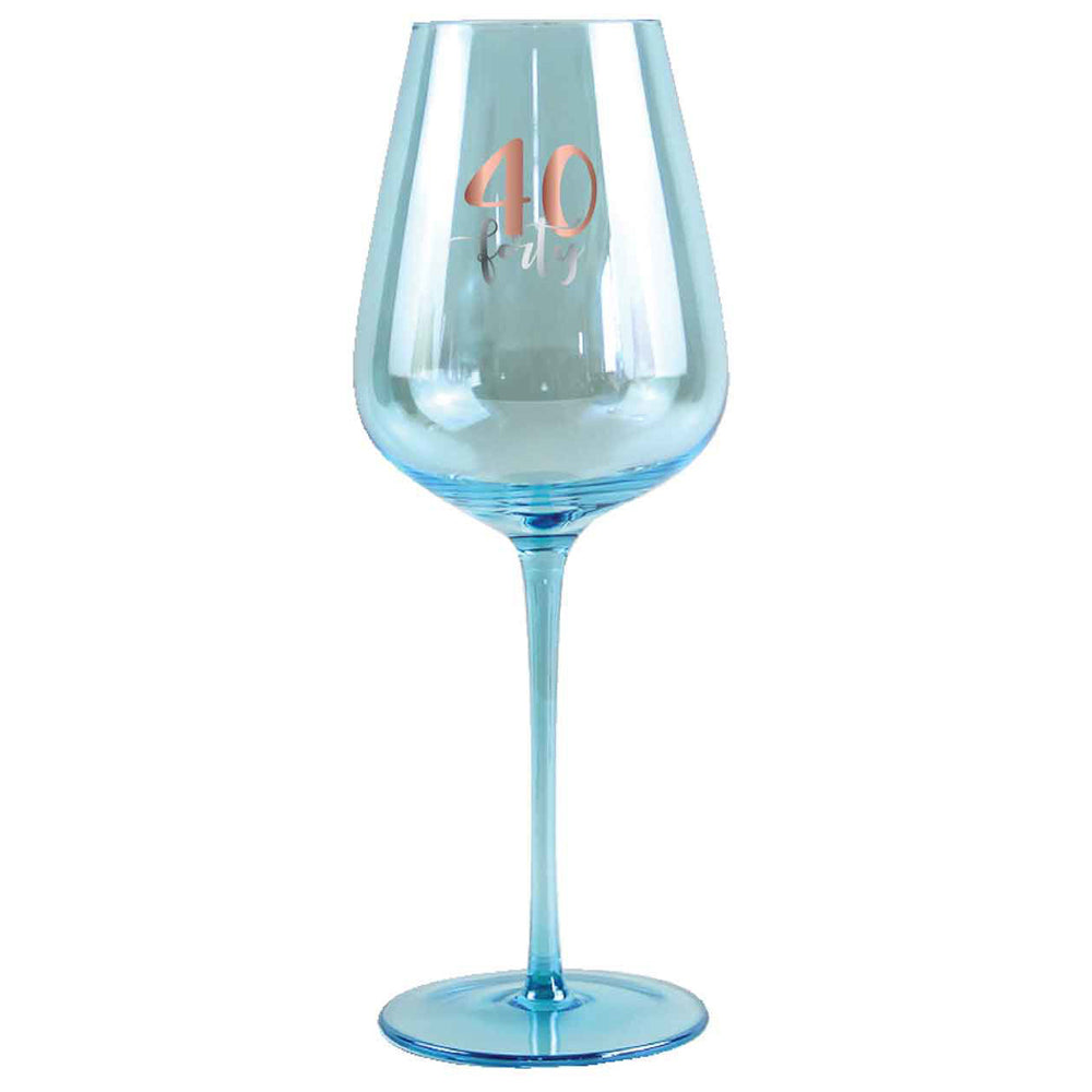 LMD 40th Birthday Coloured Stemmed 430ml Wine Glass Drink Tumbler w/ Rose Gold Decal