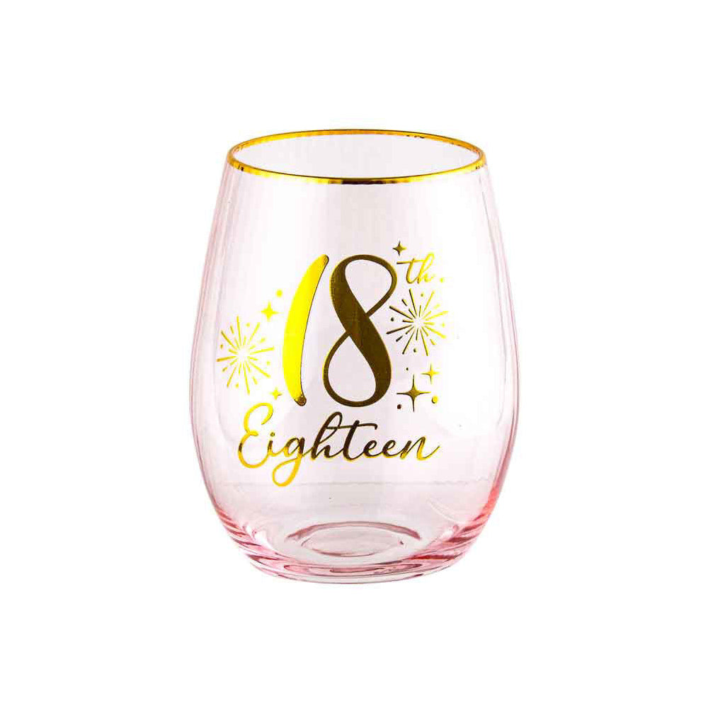 LMD 18th Fluted Pink Stemless Drinking Glassware/Home Decoration 600ml/13cm (2 Pack) — image 2
