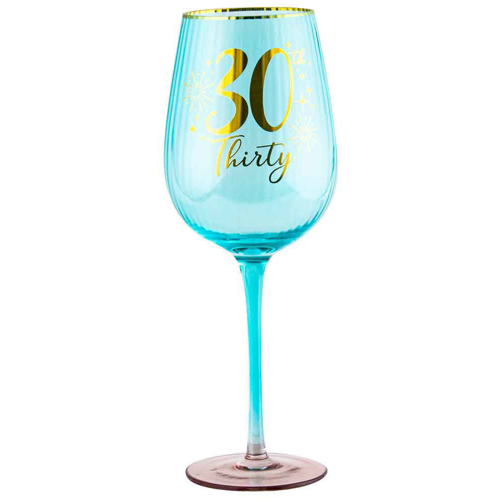 LMD 30th Birthday 400ml Fluted Red Wine/Cocktail Glass Stemmed Drinkware Blue (2 Pack) — image 2