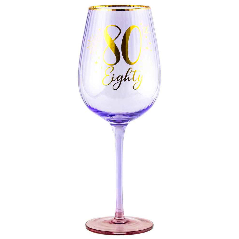 LMD 80th Birthday 400ml Fluted Red Wine/Cocktail Glass Stemmed Drinkware Purple