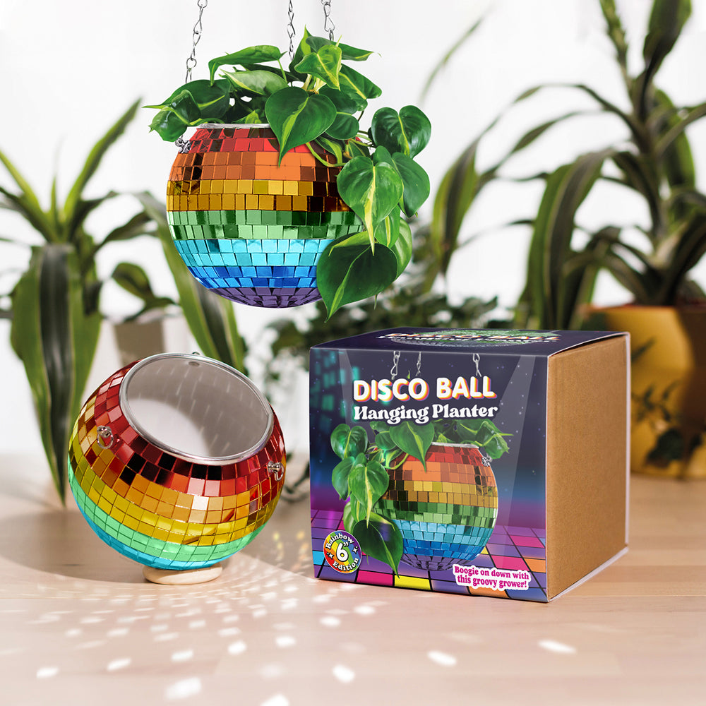 Bubblegum Stuff Disco Ball Hanging Planter 6'' Garden Decor Round Rainbow