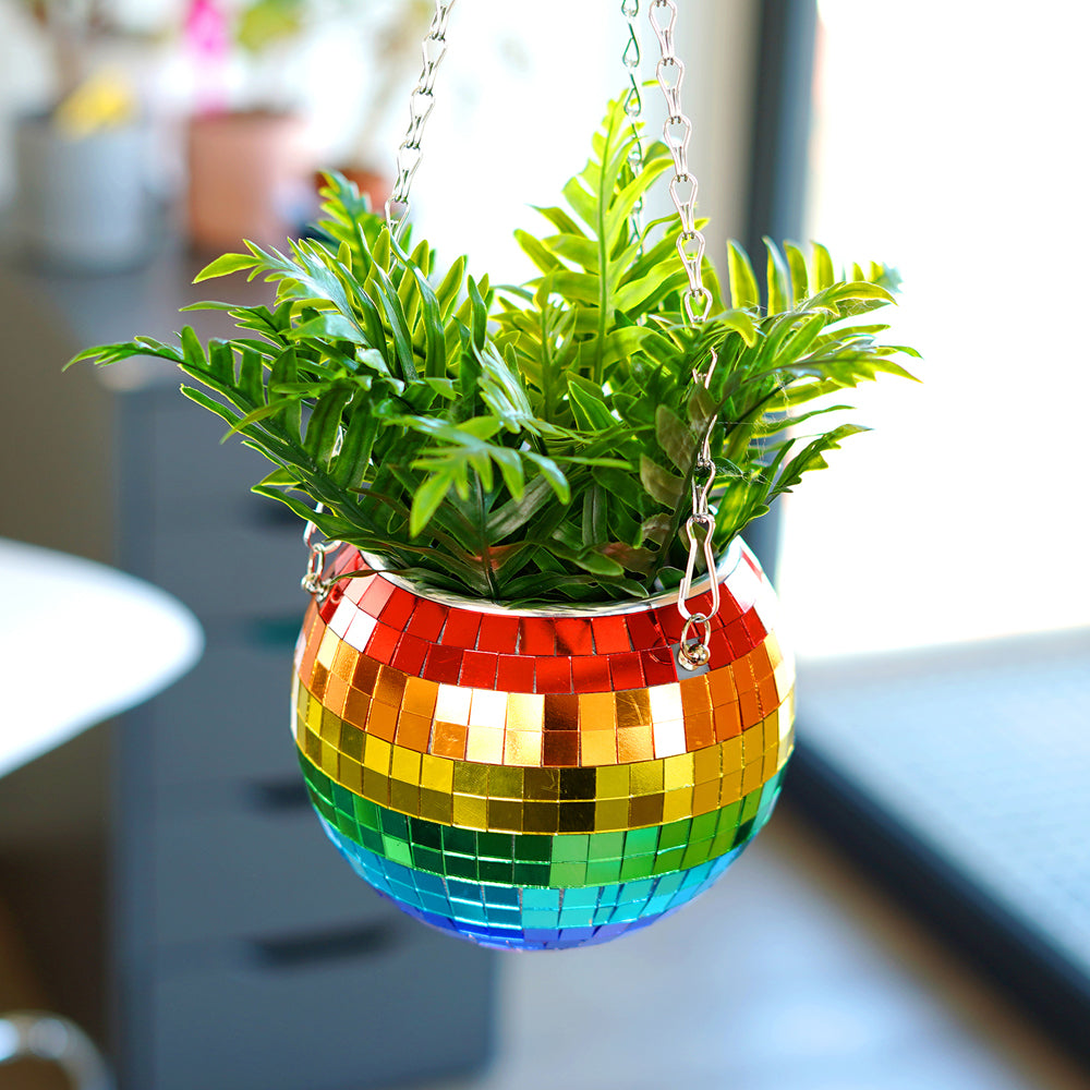 Bubblegum Stuff Disco Ball Hanging Planter 6'' Garden Decor Round Rainbow — image 2