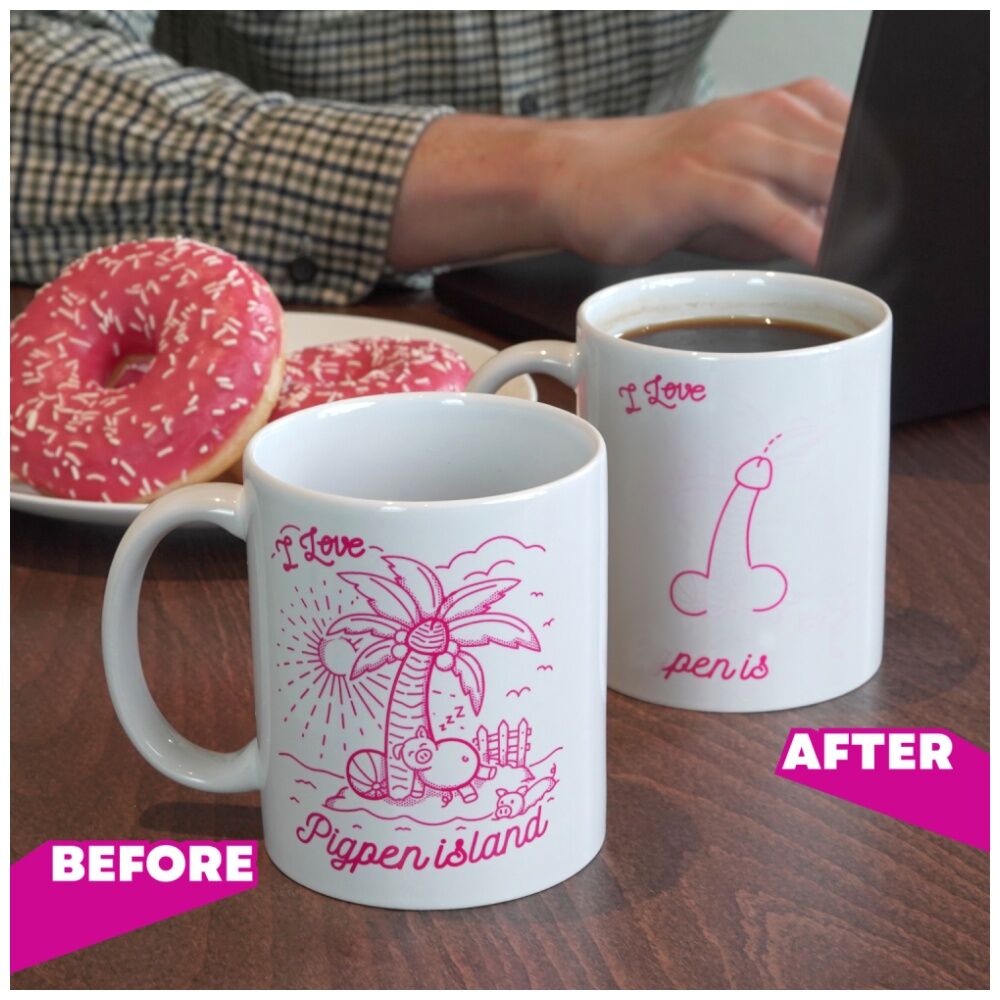 Bubblegum Stuff Rude Heat Change Mug Pigpen Island Coffee Cup Novelty Gift (2 Pack) — image 3