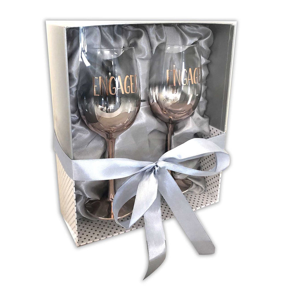 LMD Engagement Rose Gold Ombre Wine Glass Set Gold 430ml Novelty Drinking Cups — image 2
