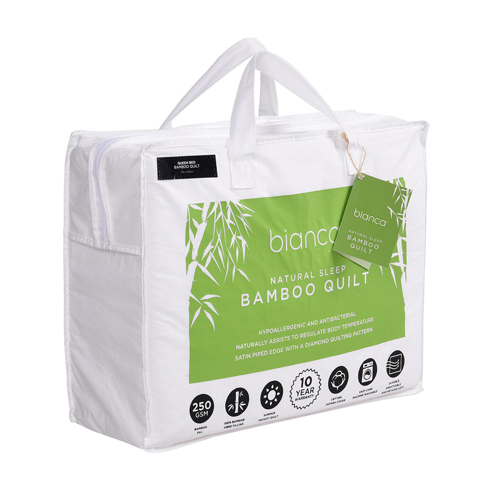 Bianca Natural Sleep Bamboo Quilt 250gsm Doona Breathable Bedding WHT Double Bed — image 2