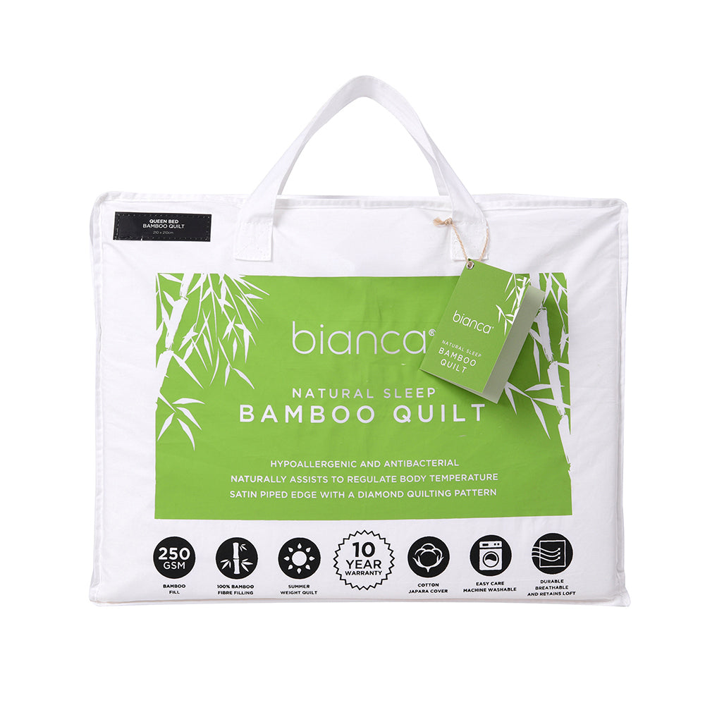 Bianca Natural Sleep Bamboo Quilt 250gsm Doona Breathable Bedding WHT Double Bed
