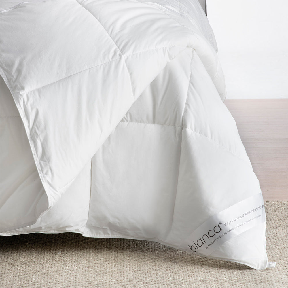 Bianca Relax Right Microfibre All Seasons Quilt 200GSM/350GSM White King Bed — image 3