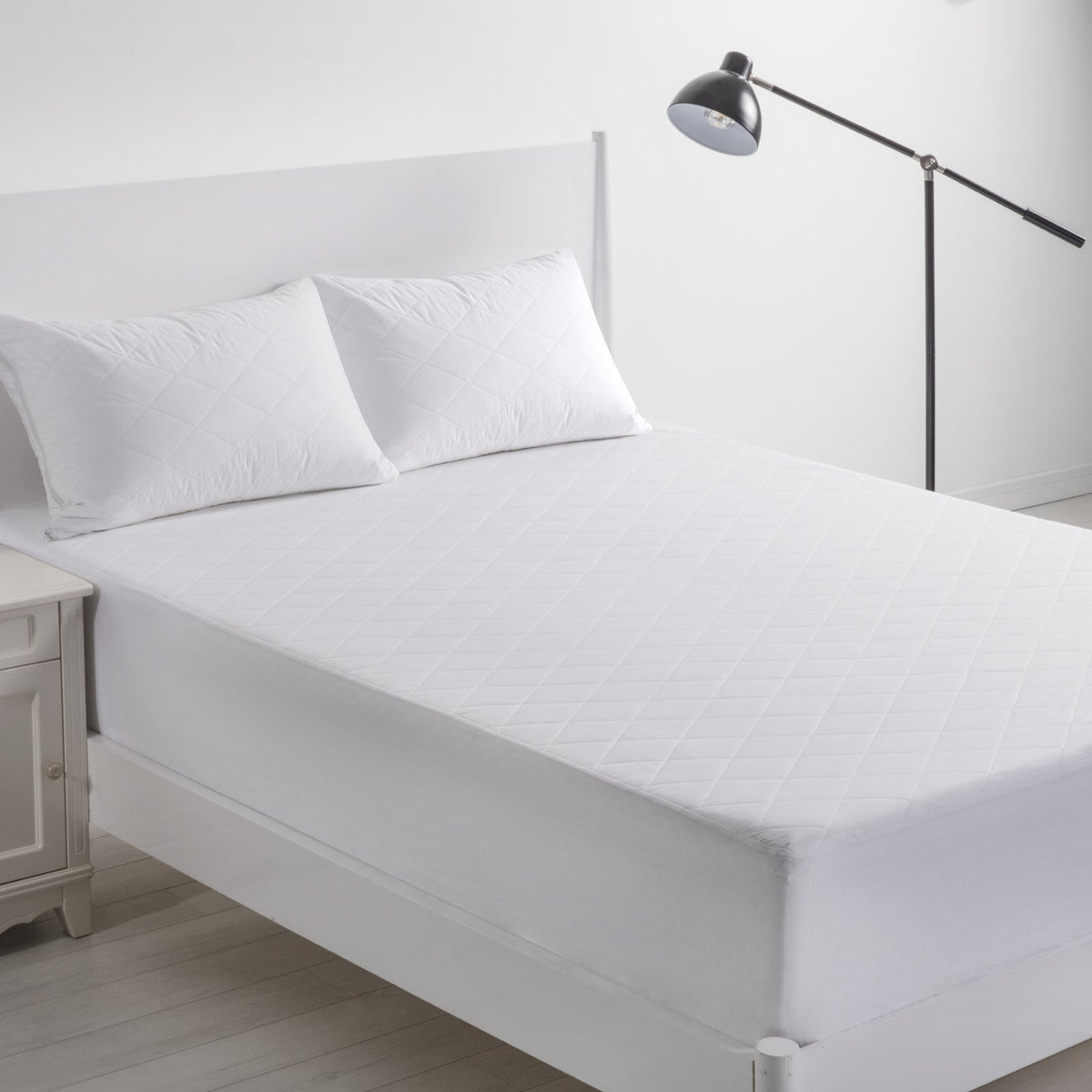 Bianca Comfort In Cotton Quilted Mattress Protector 230gsm WHT Bed — image 3