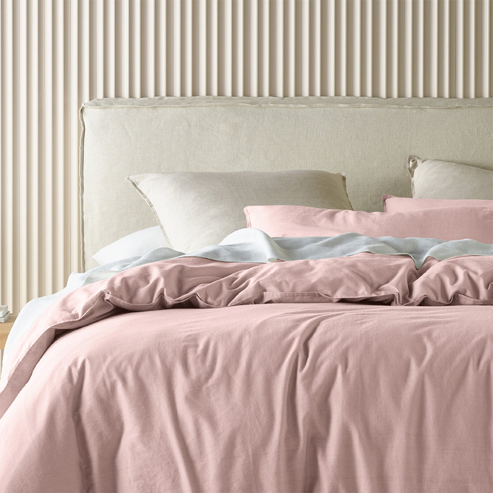 Bianca Acacia Quilt Cover Set w/ Pillowcase Home/Room Bedding Blush Queen Bed — image 2
