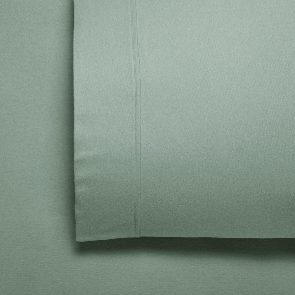 Bianca Fletcher 170gsm Cotton Flannelette Sheet/Pillowcase Sage Single Bed