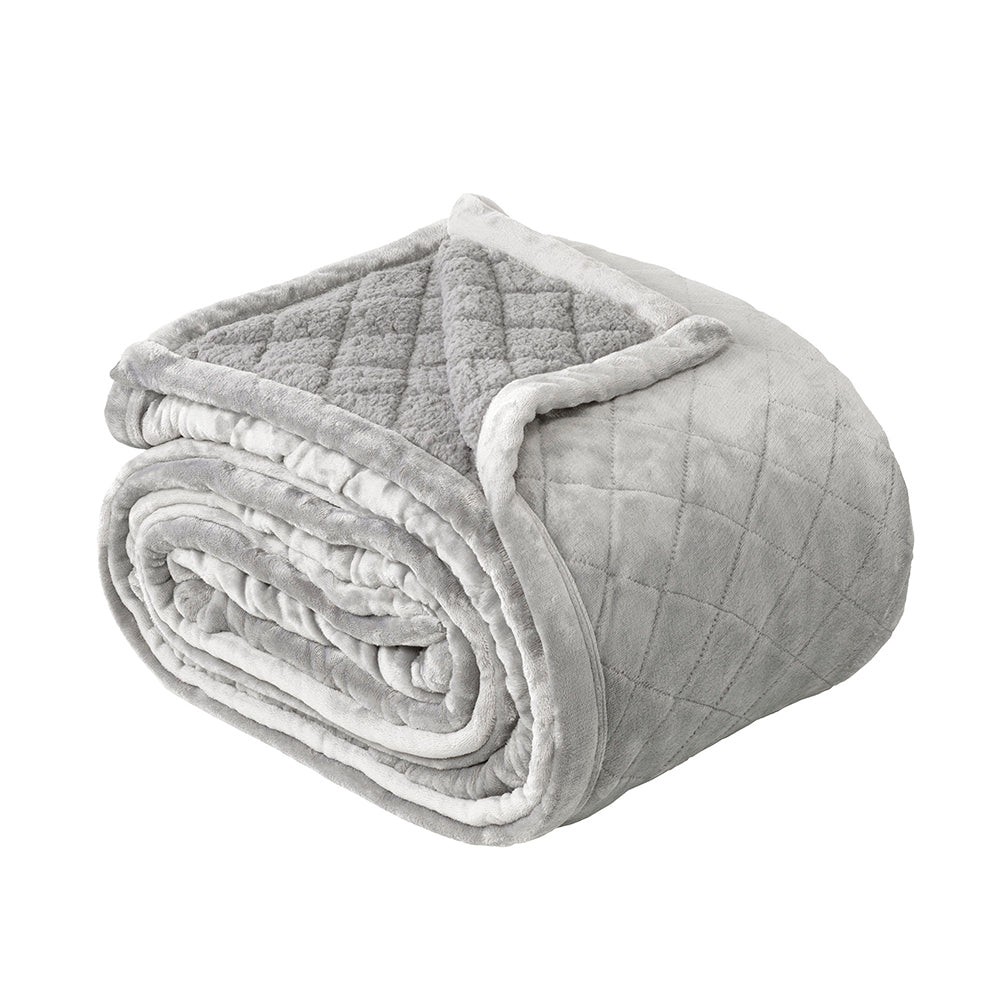 Bianca Mansfield Sherpa Blanket 480gsm Home Bedding Aluminium Super King Bed