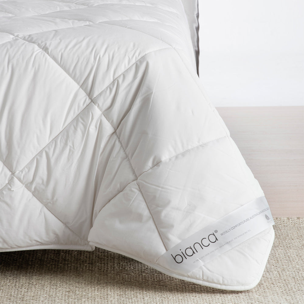Bianca Woolly Comforts Australian Wool Quilt 300gsm Bedding White Super King Bed — image 2