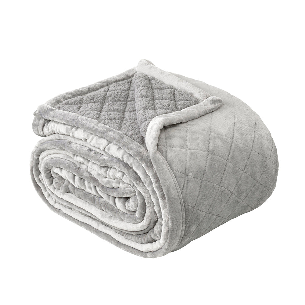 Bianca Mansfield Sherpa Blanket 480gsm Home Bedding Aluminium Single/Double Bed