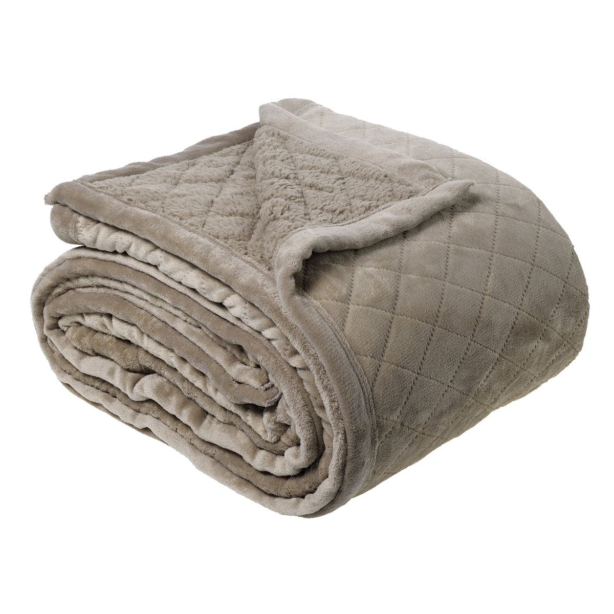 Bianca Mansfield Sherpa Blanket 480gsm Soft Warm Silver Grey Single/Double Bed