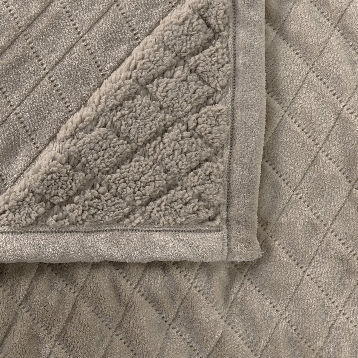 Bianca Mansfield Sherpa Blanket 480gsm Soft Warm Silver Grey Single/Double Bed — image 2