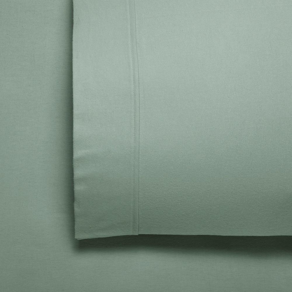 Bianca Fletcher Cotton Flannelette Sheet/Pillowcase Sage Split King Bed