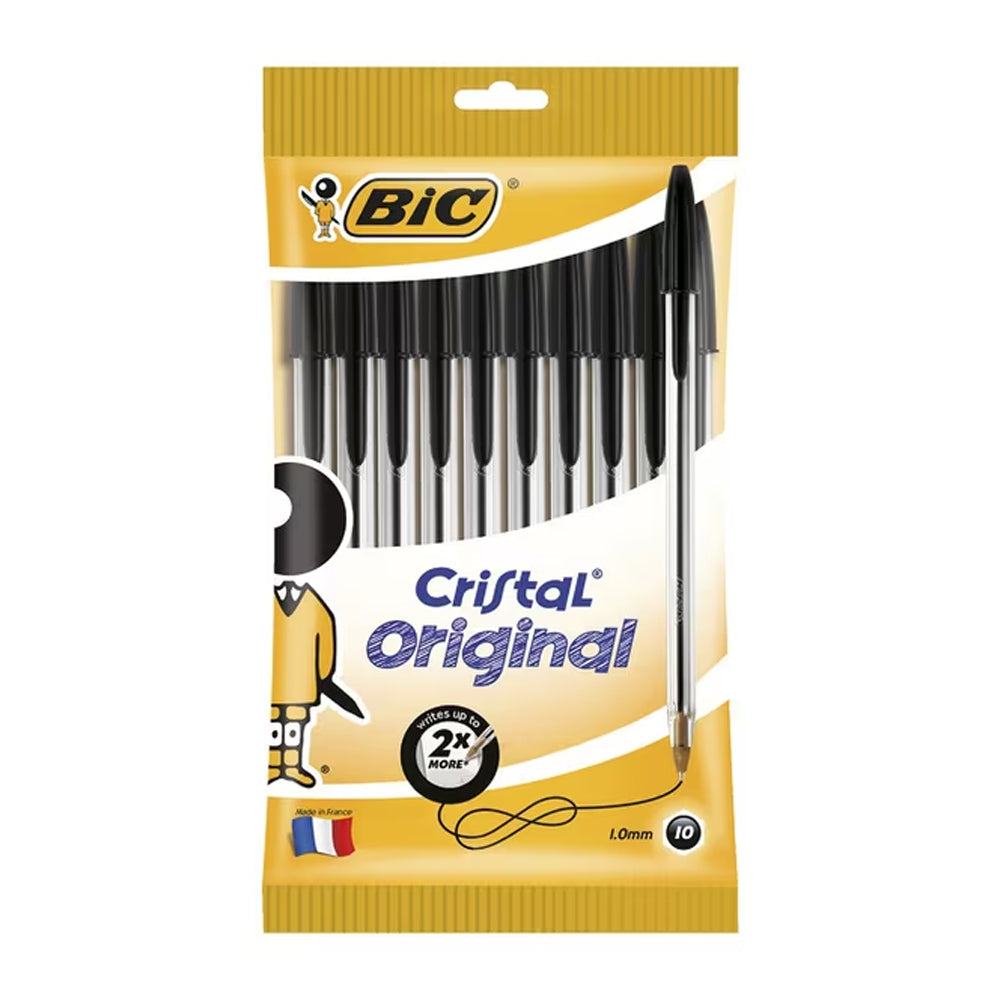 Bic Cristal Original Ballpoint Pen Office Writing Ballpen 1.0mm Nib Black (10 Pieces)