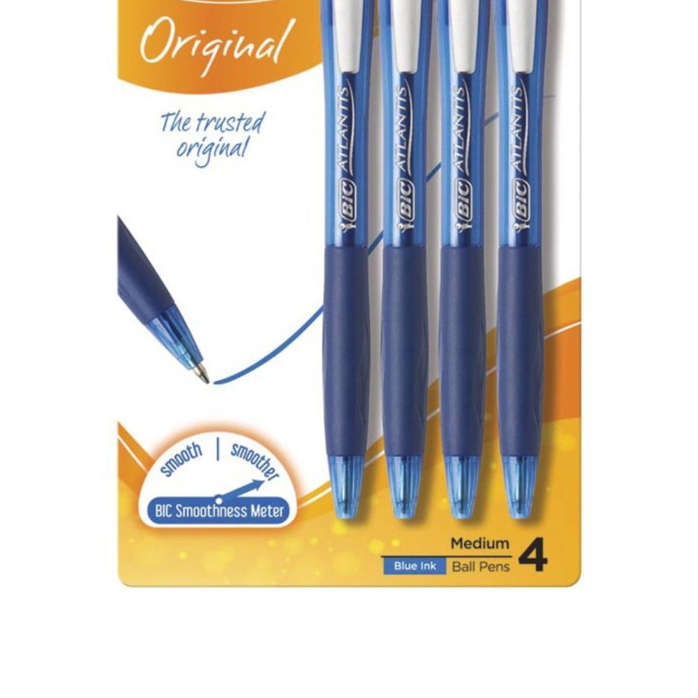 Bic Atlantis Original Medium Glide Exact Retractable Ballpoint Pens Blue (4 Pieces) — image 2