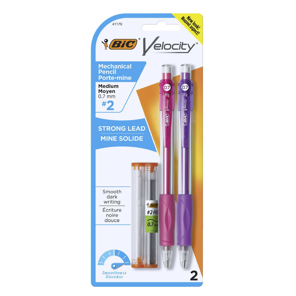 Bic Velocity Mechanical Drawing Pencil Original w/Refill Set 0.7mm Assorted (2 Pieces)