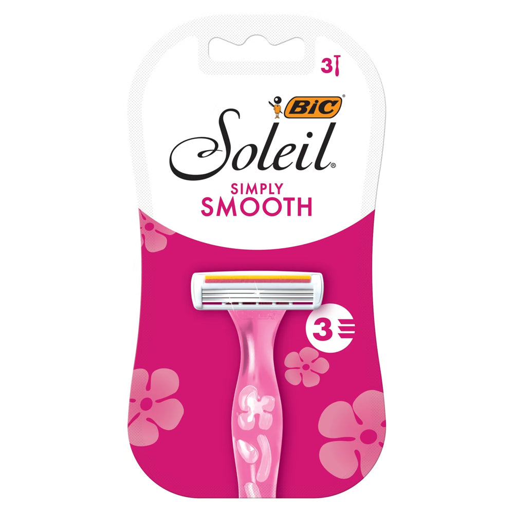 Bic Women's Soleil Simply Smooth 3 Blade Shaving Razors Flower Handle (3 Pieces)