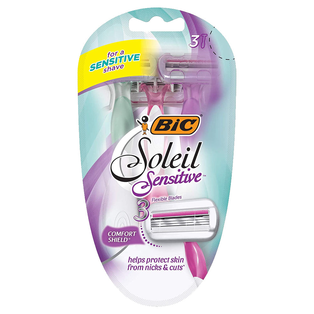 Bic Women's Soleil Sensitive Comfort Independent 3 Blade Shaving Razors (3 Pieces)