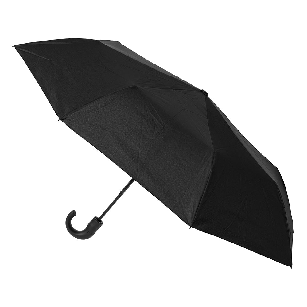 Bobbi J Bobbie J Auto Open Hook Handle Folding Length Classic Windproof Umbrella Black