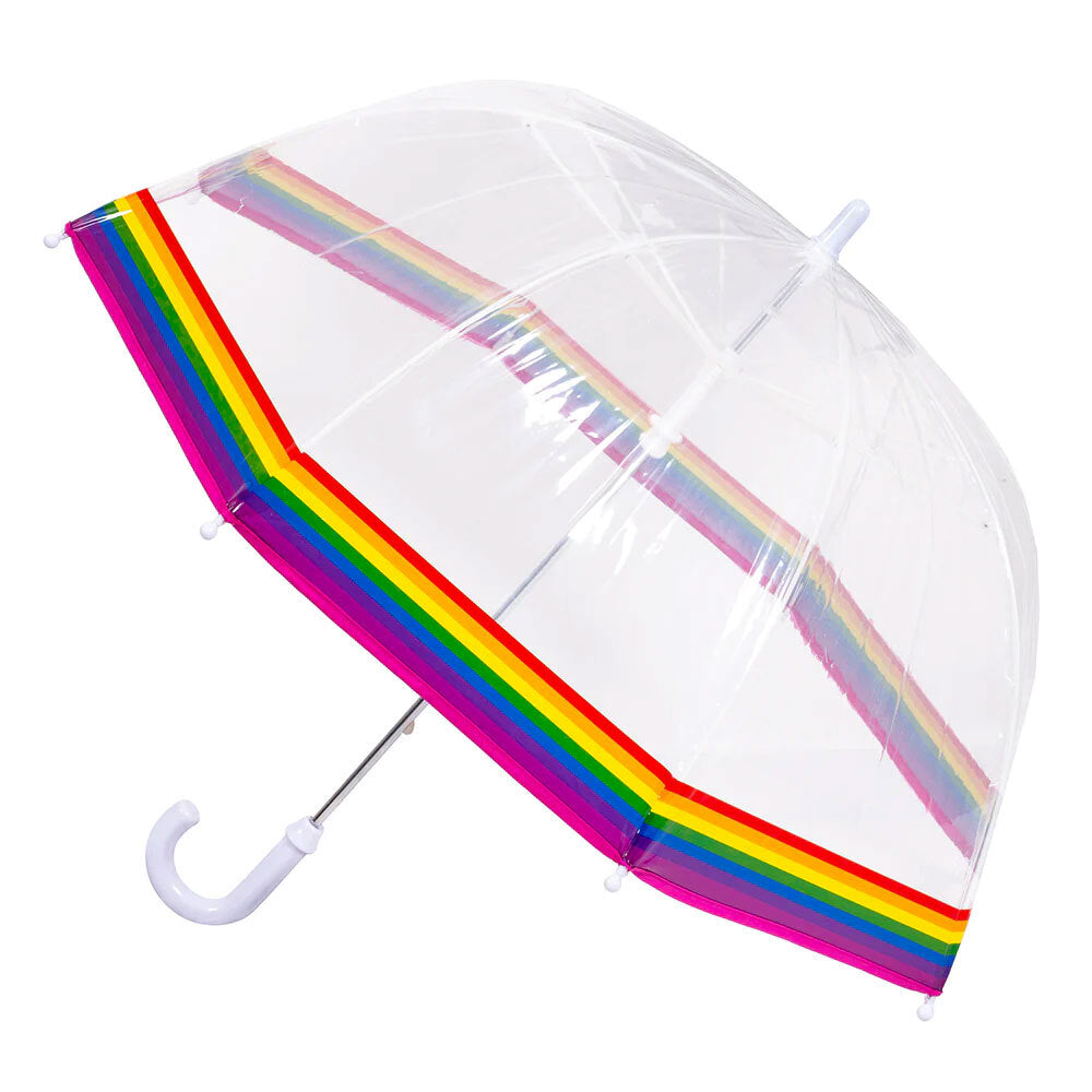 Bobbi J Bobbie J Clear Kids/Childrens Rainbow Trim Rain/Wind Protection Umbrella 3+